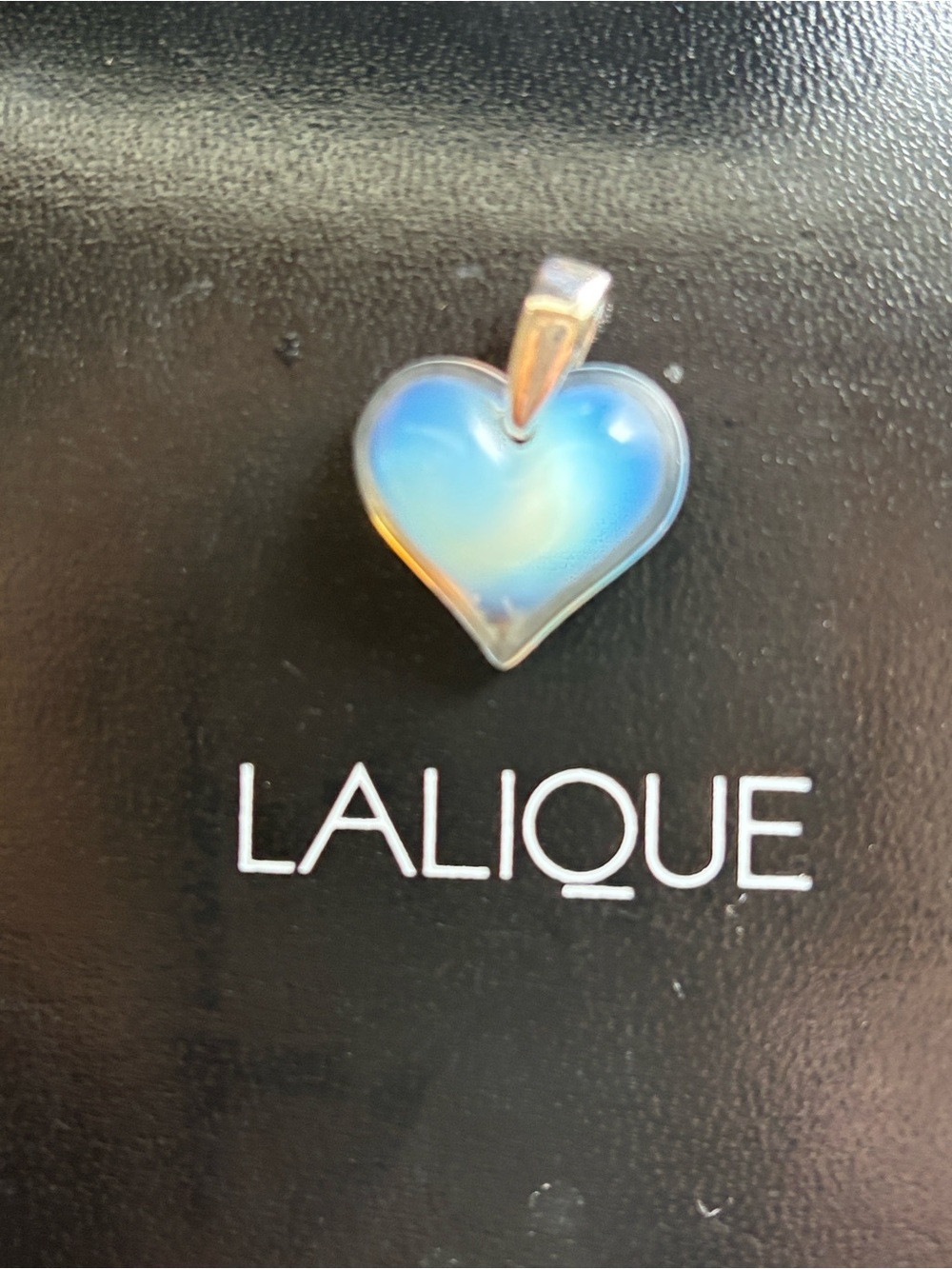 Lalique Opalescent white  Heart Pendant Necklace